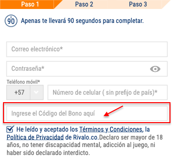 código del bono rivalo